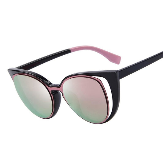  Women's Cat Eye Fashion Pierced Retro Sunglasses with Mirror Lens - Women Sunglasses - DYAVOR® 