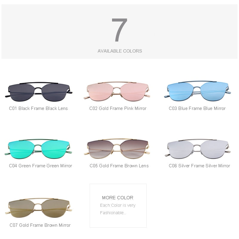  Women's Classic Cat Eye Designer Mirror Uv400 Lenses Sunglasses - Women Sunglasses - DYAVOR® 