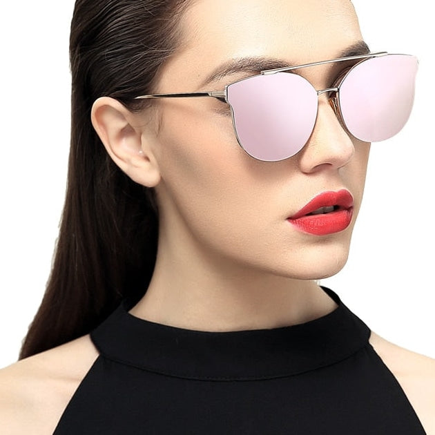  Women's Classic Cat Eye Designer Mirror Uv400 Lenses Sunglasses - Women Sunglasses - DYAVOR® 