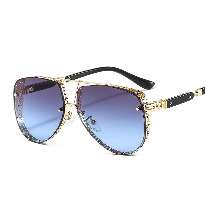  Women's Designer Metal Alloy Frame Hollow Pattern Oval Sunglasses - Women Sunglasses - DYAVOR® 