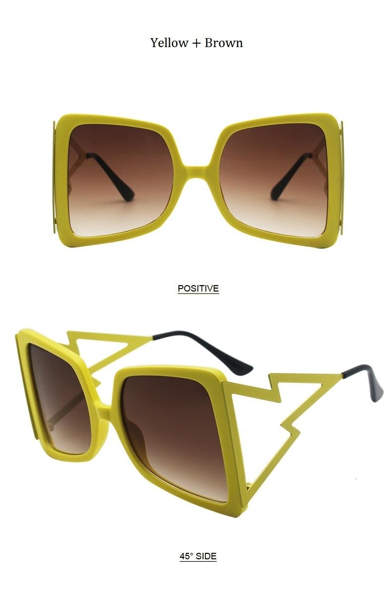  Women's Designer Over-sized Square Big Legs Metal Sunglasses - Women Sunglasses - DYAVOR® 