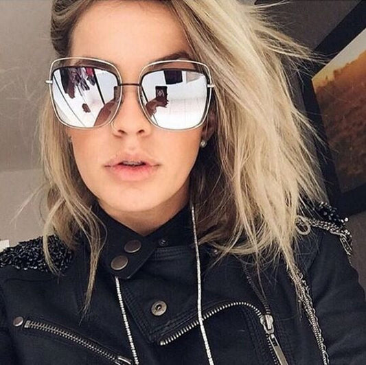  Women's Designer Round Plastic Frame Summer Sunglasses with Mirror Lens - Women Sunglasses - DYAVOR® 