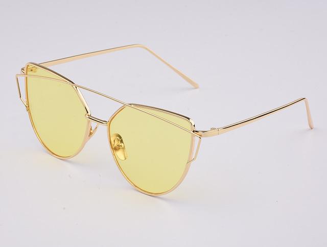 Women's Luxury Flat Top Cat Eye Twin Beam Gradient Lens Sunglasses - Women Sunglasses - DYAVOR® 