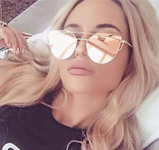  Women's Luxury Flat Top Cat Eye Twin Beam Gradient Lens Sunglasses - Women Sunglasses - DYAVOR® 