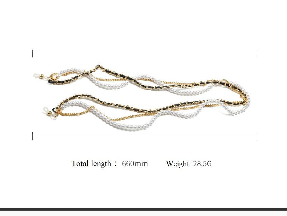  Women's Luxury Round Designer Rimless Sunglasses with Pearl Chain - Women Sunglasses - DYAVOR® 