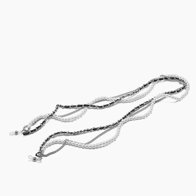  Women's Luxury Round Designer Rimless Sunglasses with Pearl Chain - Women Sunglasses - DYAVOR® 