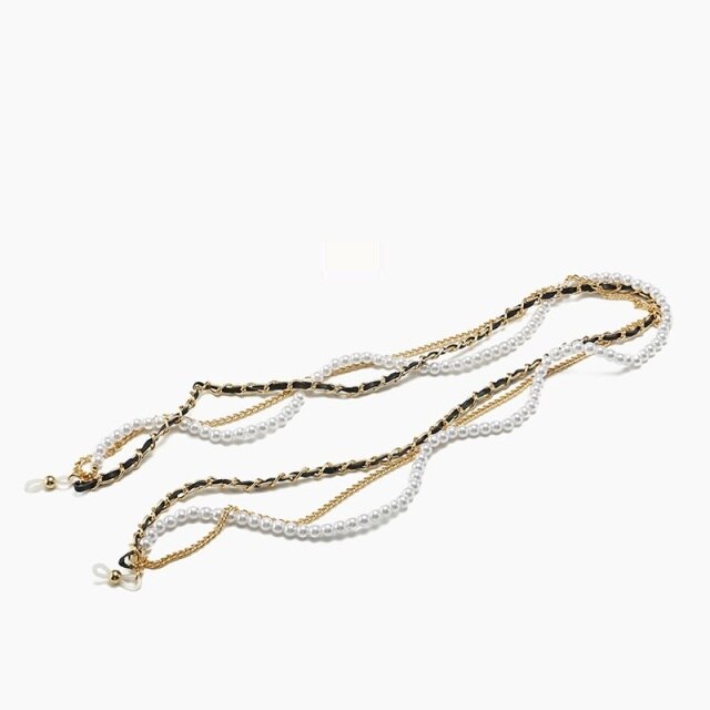  Women's Luxury Round Designer Rimless Sunglasses with Pearl Chain - Women Sunglasses - DYAVOR® 