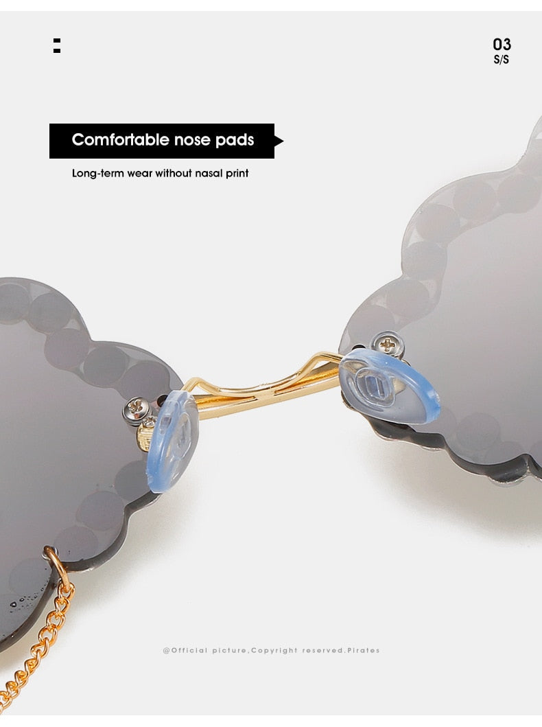  Women's Crystal Rhinestone Clouds Shape Tassel Rimless Sunglasses - Women Sunglasses - DYAVOR® 