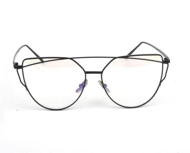  Women's Twin Beam Cat Eye Rose Gold Designer Sunglasses with Mirror Lens - Women Sunglasses - DYAVOR® 