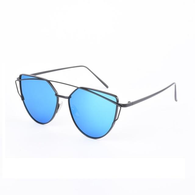  Women's Twin Beam Cat Eye Rose Gold Designer Sunglasses with Mirror Lens - Women Sunglasses - DYAVOR® 