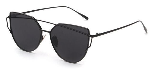  Women's Twin Beam Cat Eye Rose Gold Designer Sunglasses with Mirror Lens - Women Sunglasses - DYAVOR® 