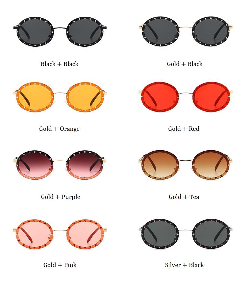  Women's Vintage Designer Diamond Crystal Round Over Sunglasses - Women Sunglasses - DYAVOR® 