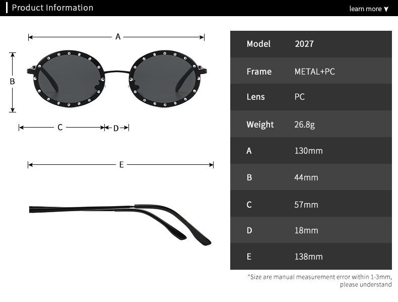  Women's Vintage Designer Diamond Crystal Round Over Sunglasses - Women Sunglasses - DYAVOR® 