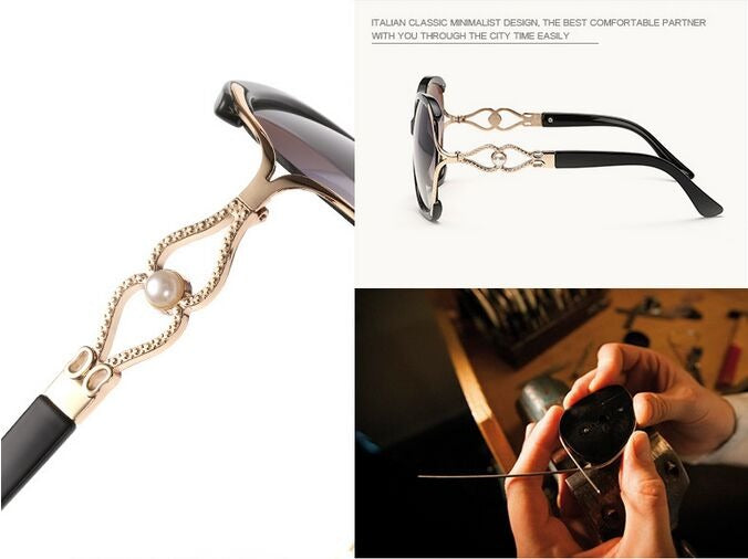 Women's Vintage Pearl Fashion Sunglasses with Gradient UV400 Lenses - Women Sunglasses - DYAVOR® 