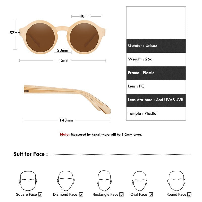  Women's Vintage Round Circle Retro Sunglasses with Acrylic Lenses - Women Sunglasses - DYAVOR® 