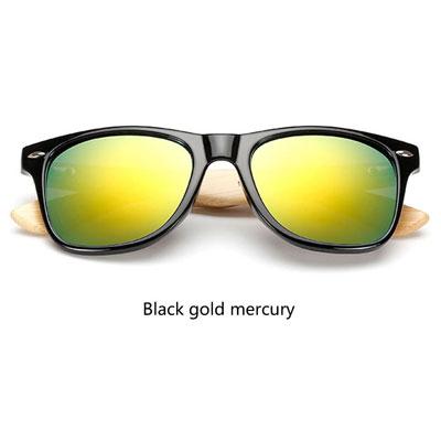 Wooden Frame Retro Bamboo Sunglasses for Women with Mirror Lens - Women Sunglasses - DYAVOR® 