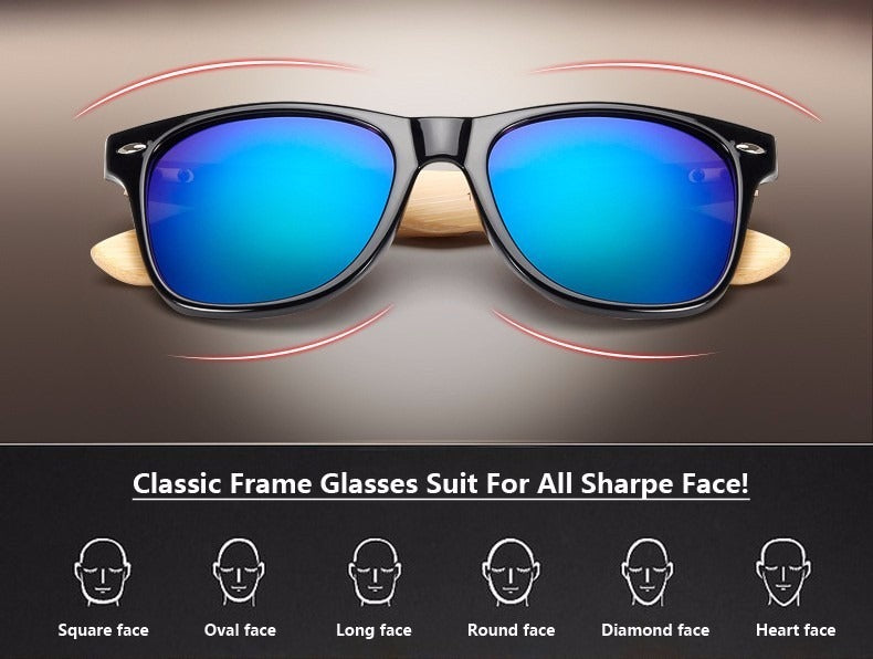  Wooden Frame Retro Bamboo Sunglasses for Women with Mirror Lens - Women Sunglasses - DYAVOR® 
