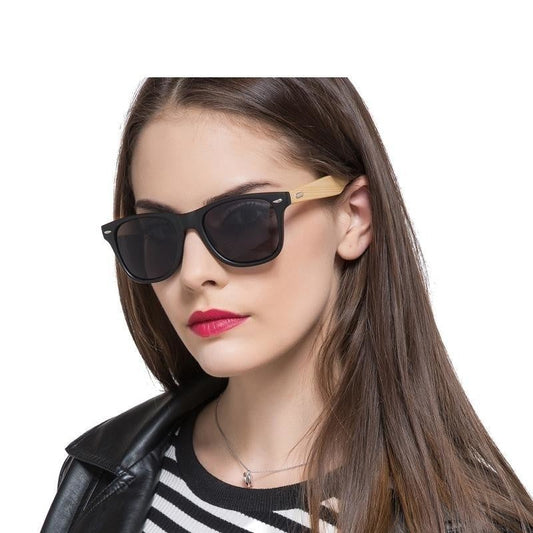  Wooden Frame Retro Bamboo Sunglasses for Women with Mirror Lens - Women Sunglasses - DYAVOR® 