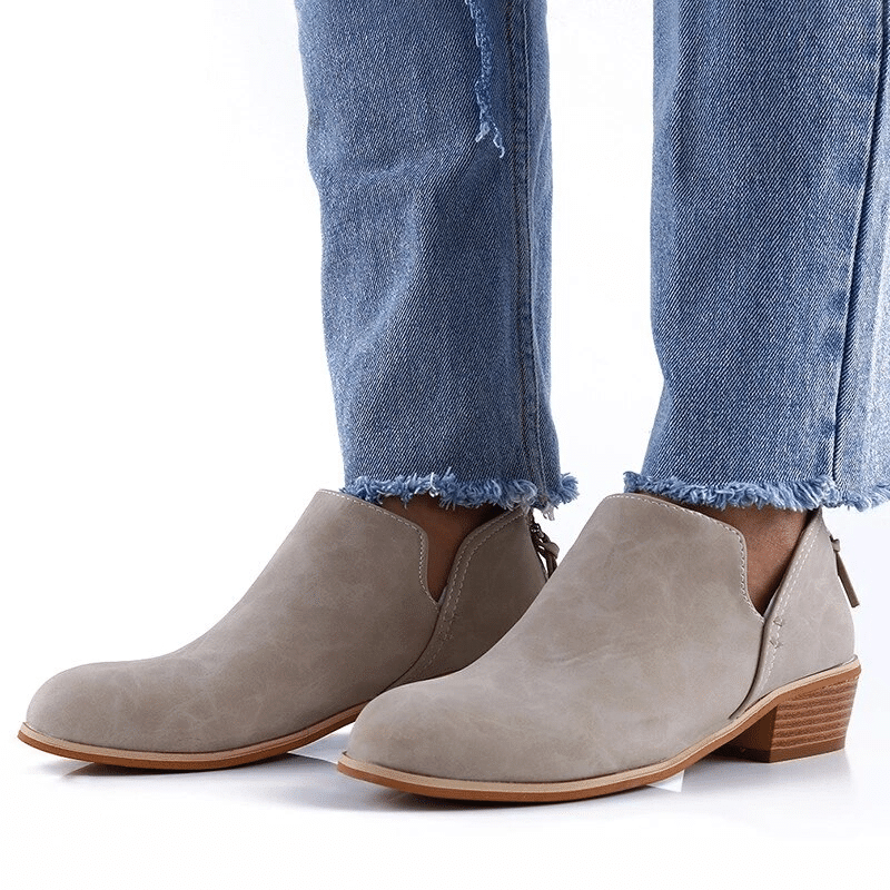 Groovywish Women Orthopedic Ankle Boots Zipper Stacked Heel -  - DYAVOR® 