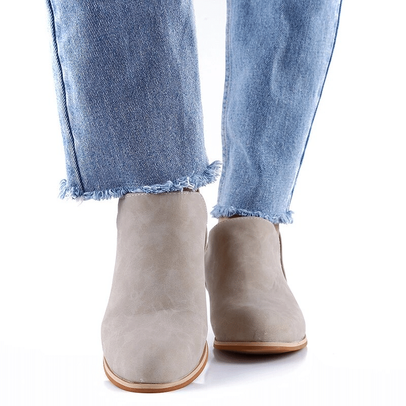  Groovywish Women Orthopedic Ankle Boots Zipper Stacked Heel -  - DYAVOR® 
