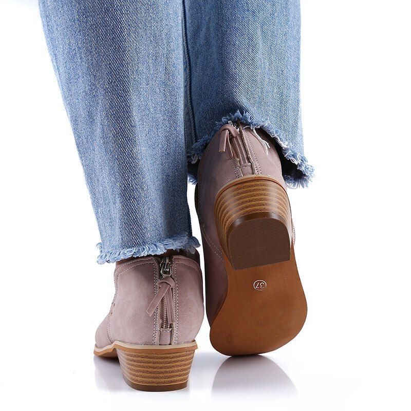  Groovywish Women Orthopedic Ankle Boots Zipper Stacked Heel -  - DYAVOR® 