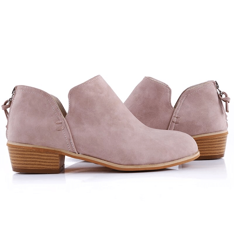  Groovywish Women Orthopedic Ankle Boots Zipper Stacked Heel -  - DYAVOR® 