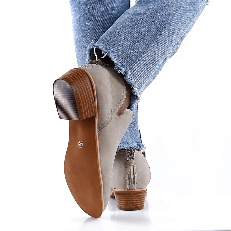  Groovywish Women Orthopedic Ankle Boots Zipper Stacked Heel -  - DYAVOR® 