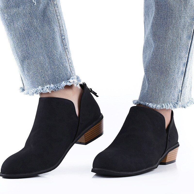  Groovywish Women Orthopedic Ankle Boots Zipper Stacked Heel -  - DYAVOR® 