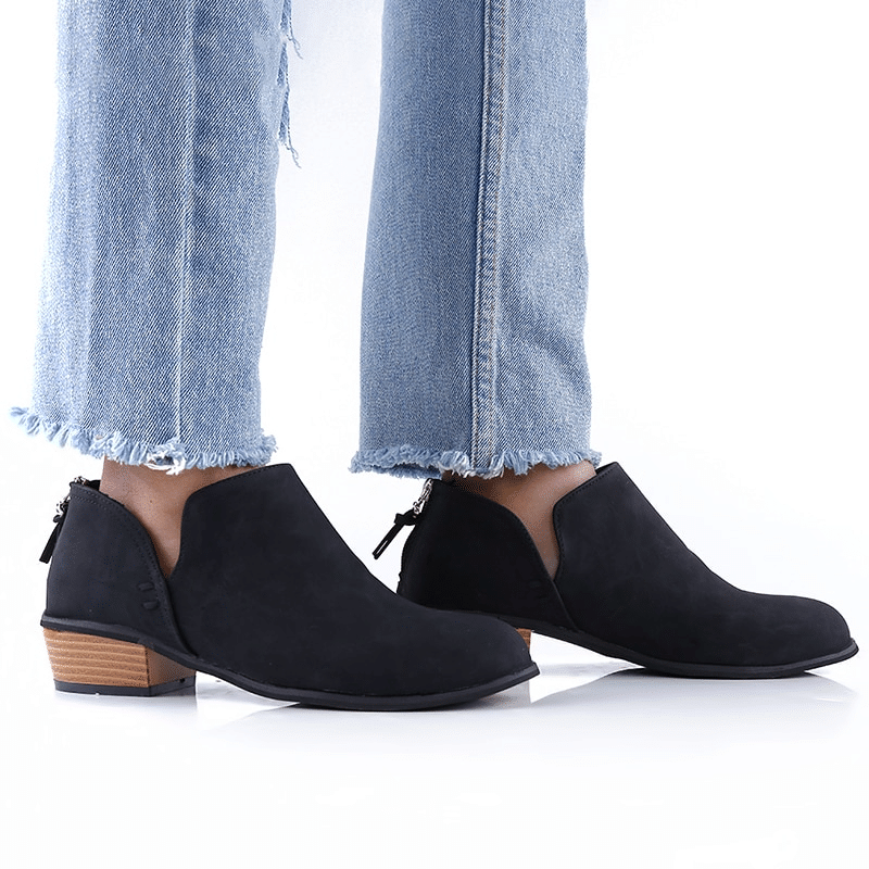  Groovywish Women Orthopedic Ankle Boots Zipper Stacked Heel -  - DYAVOR® 