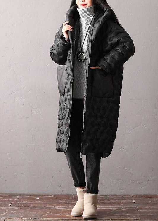  Warm Plus Size Winter Coats Black Hooded Zippered Parkas For Women -  - DYAVOR® 