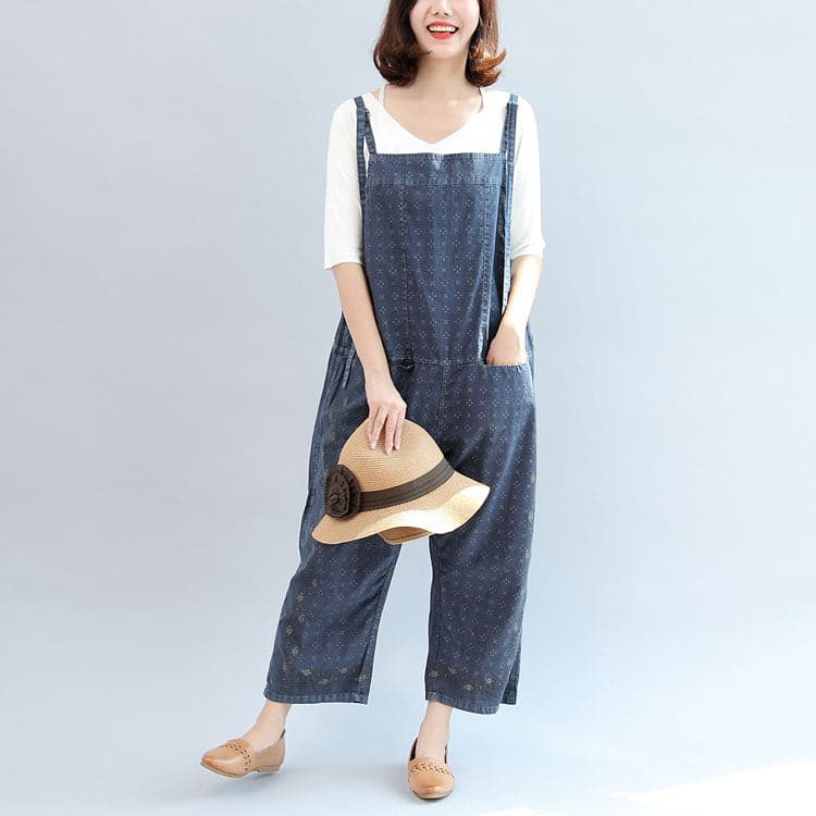  Fall blue print cotton pants plus size jumpsuit pants -  - DYAVOR® 