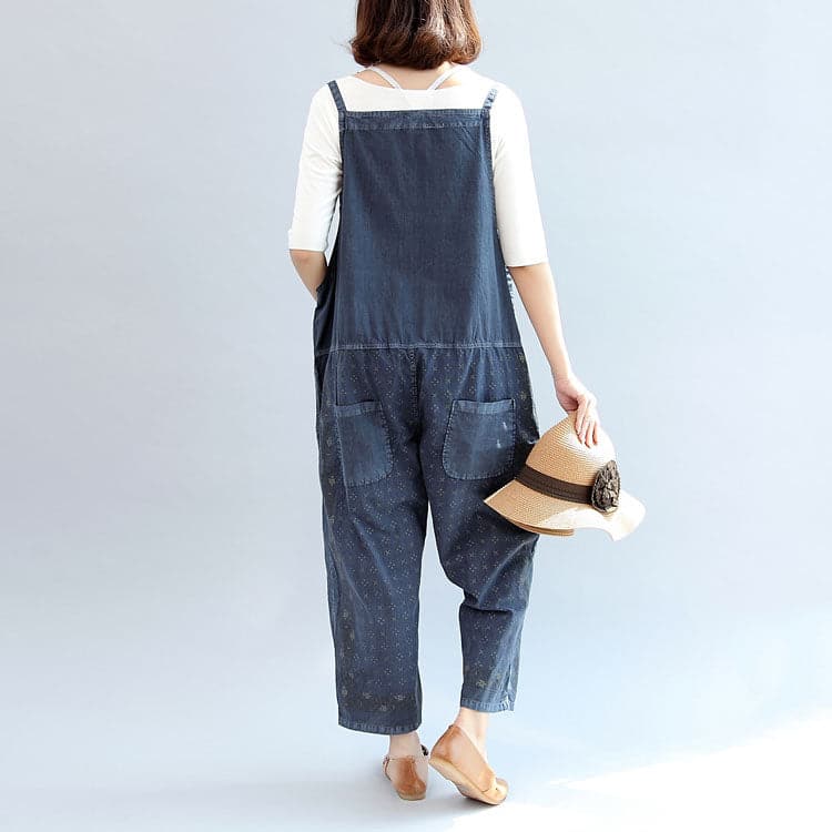  Fall blue print cotton pants plus size jumpsuit pants -  - DYAVOR® 