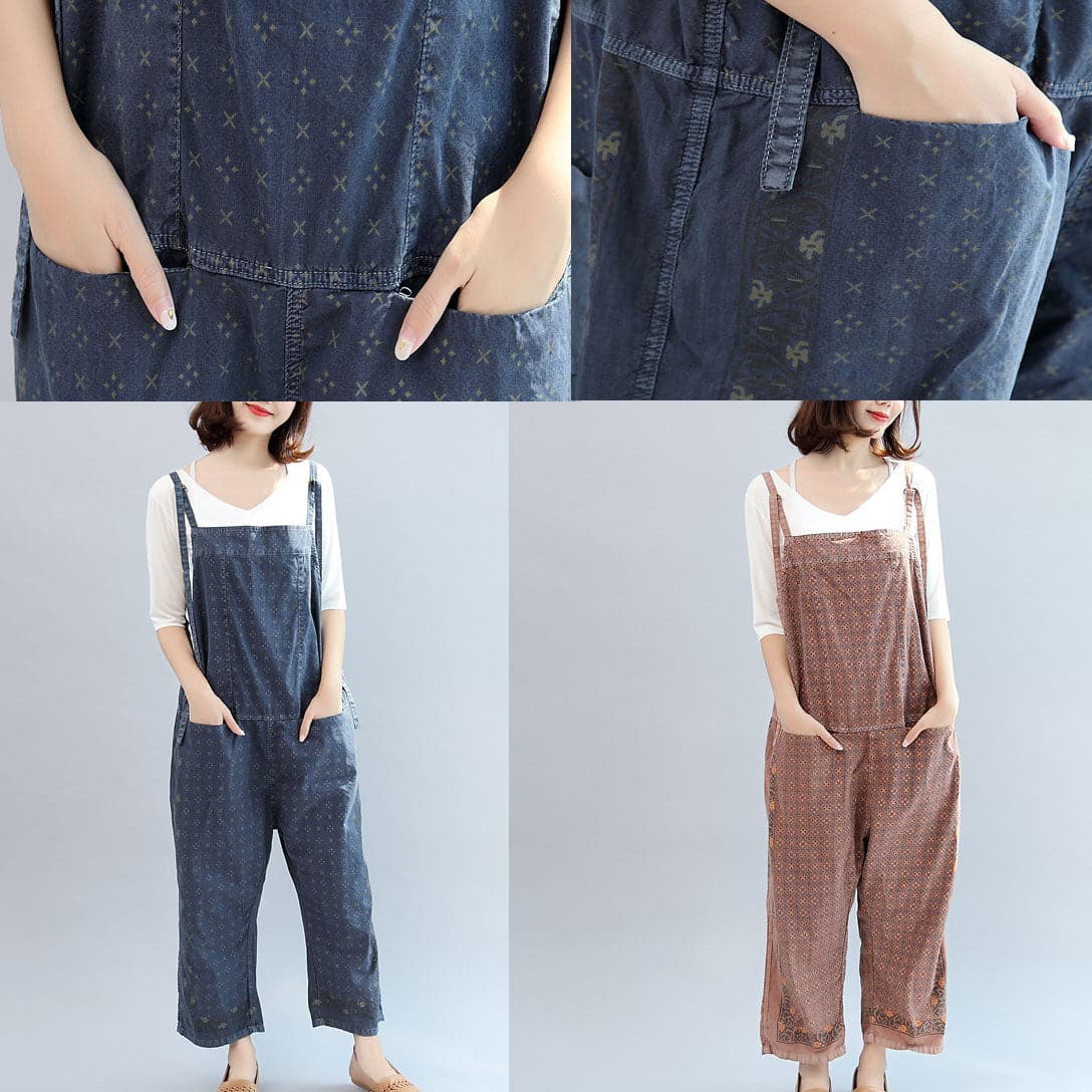  Fall blue print cotton pants plus size jumpsuit pants -  - DYAVOR® 