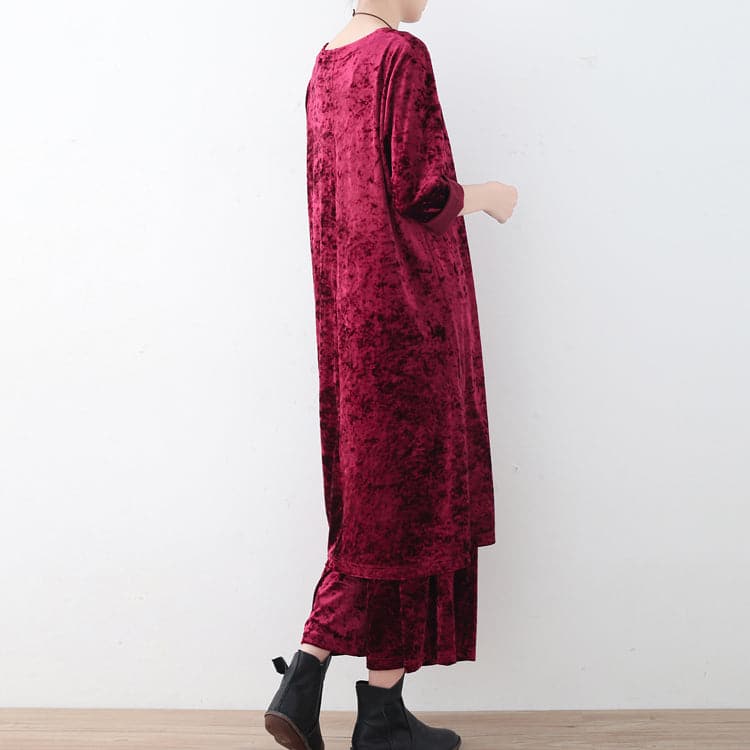  Fashion corduroy plus size tops and casual wide leg pants - Tops - DYAVOR® 