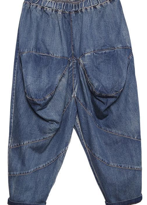  Autumn old casual pants big pockets denim blue harem pants -  - DYAVOR® 