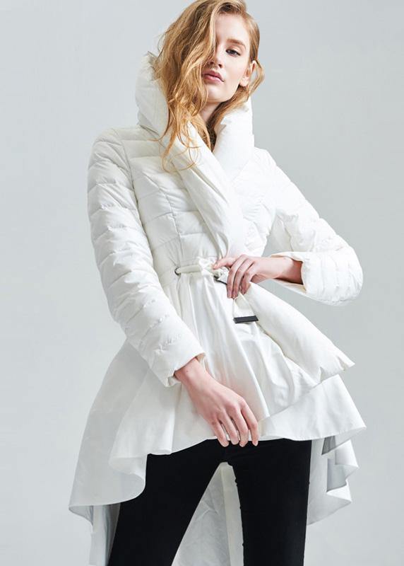  Casual snow jackets hooded overcoat black drawstring duck down coat -  - DYAVOR® 
