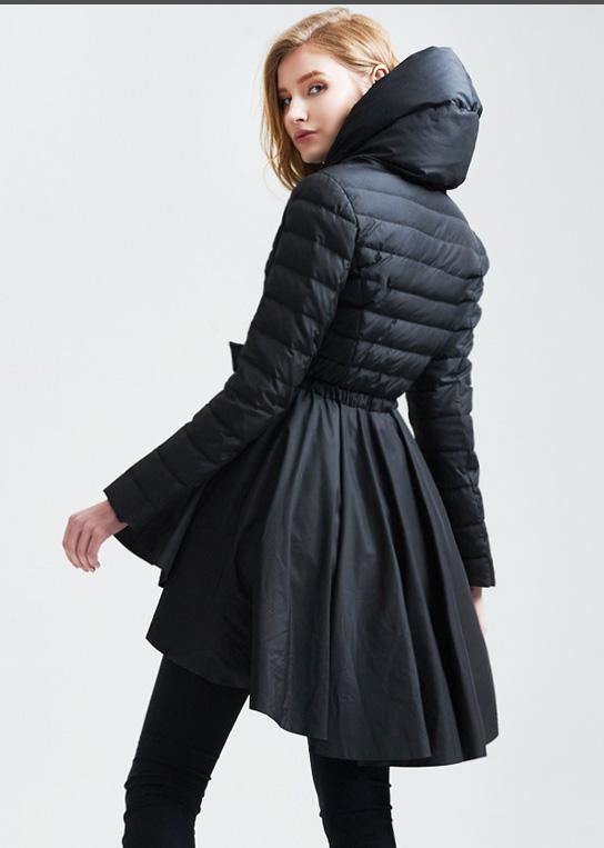 Casual snow jackets hooded overcoat black drawstring duck down coat -  - DYAVOR® 