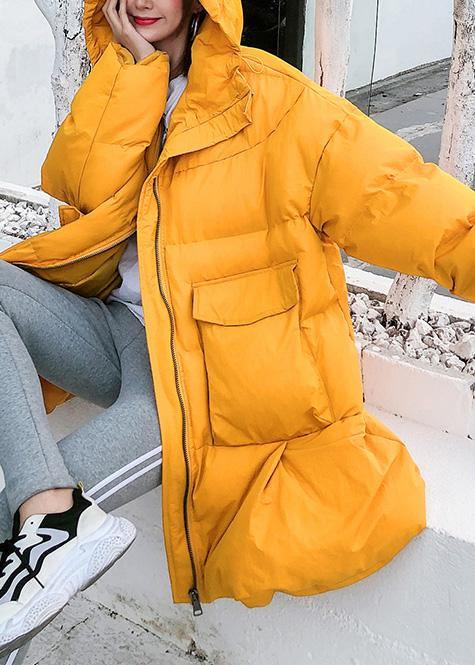  Oversized down jacket big pockets winter outwear yellow hooded womens coats -  - DYAVOR® 