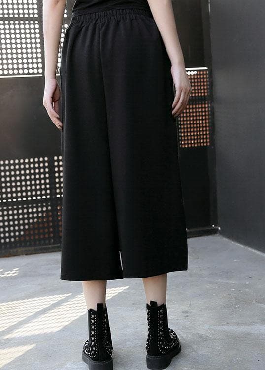 Women woolen blended high waist pants loose casual patchwork pants skirt