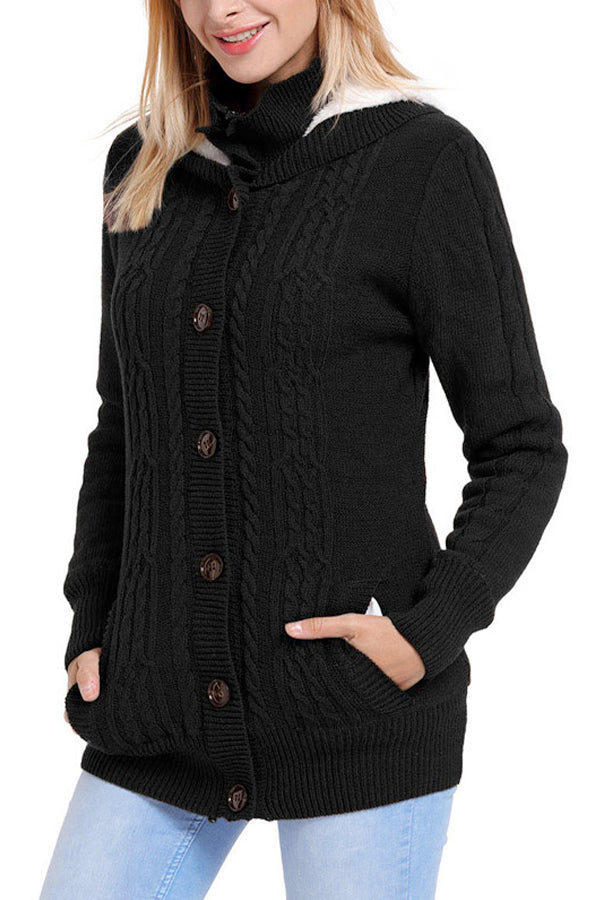  Knitted Cardigan Sweater with Hood -  - DYAVOR® 
