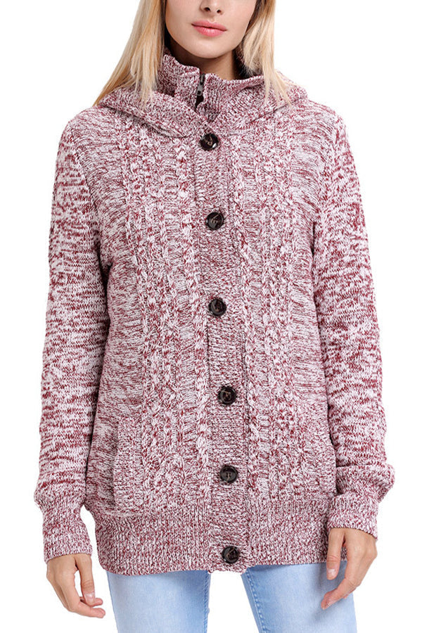  Knitted Cardigan Sweater with Hood -  - DYAVOR® 