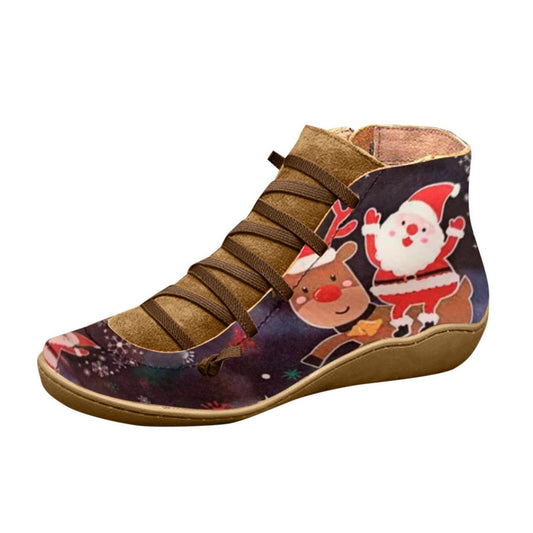  Groovywish Women Boots Leather Chrismas Santa Orthopedic Shoes -  - DYAVOR® 