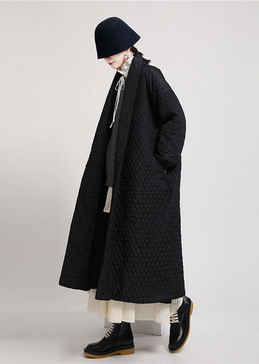  Art Black Oversized Side Open Fine Cotton Filled Puffers Coats Winter - Down Jackets - DYAVOR® 