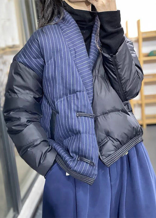  Art Colorblock Oversized Patchwork Oriental Button Duck Down Winter Coats - Down Jackets - DYAVOR® 