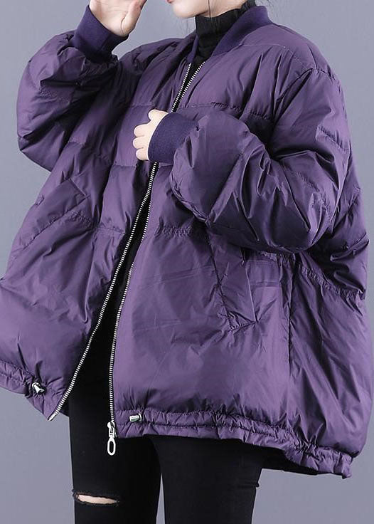 Art Purple Zip Up drawstring Fine Cotton Filled thick Winter jackets - Down Jackets - DYAVOR® 
