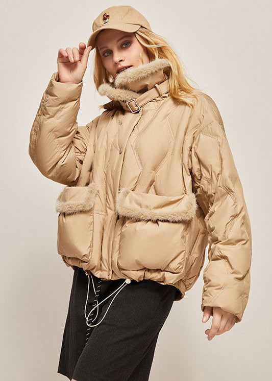  Art White Mink Hair Patchwork Drawstring Duck Down Canada Goose Jacket Winter - Down Jackets - DYAVOR® 