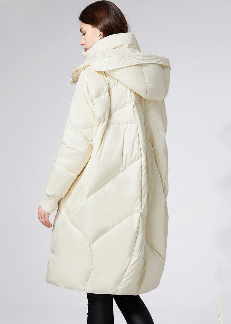  Beautiful Beige Stand Collar Hooded Duck Down Jacket In Winter - Down Jackets - DYAVOR® 