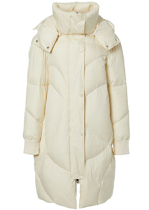  Beautiful Beige Stand Collar Hooded Duck Down Jacket In Winter - Down Jackets - DYAVOR® 