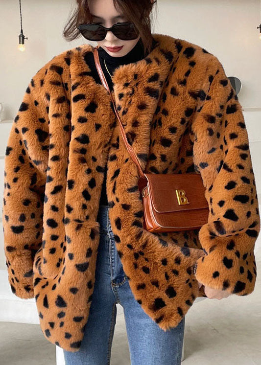  Beautiful Chocolate thick Faux Fur Coat Outwear Winter - Down Jackets - DYAVOR® 