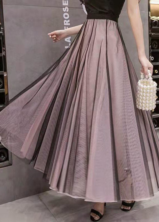  Beautiful Colorblock Wrinkled High Waist Tulle Skirts Summer - Skirts - DYAVOR® 
